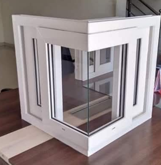 White uPVC corner window sample