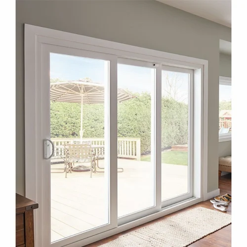 White uPVC sliding window installation